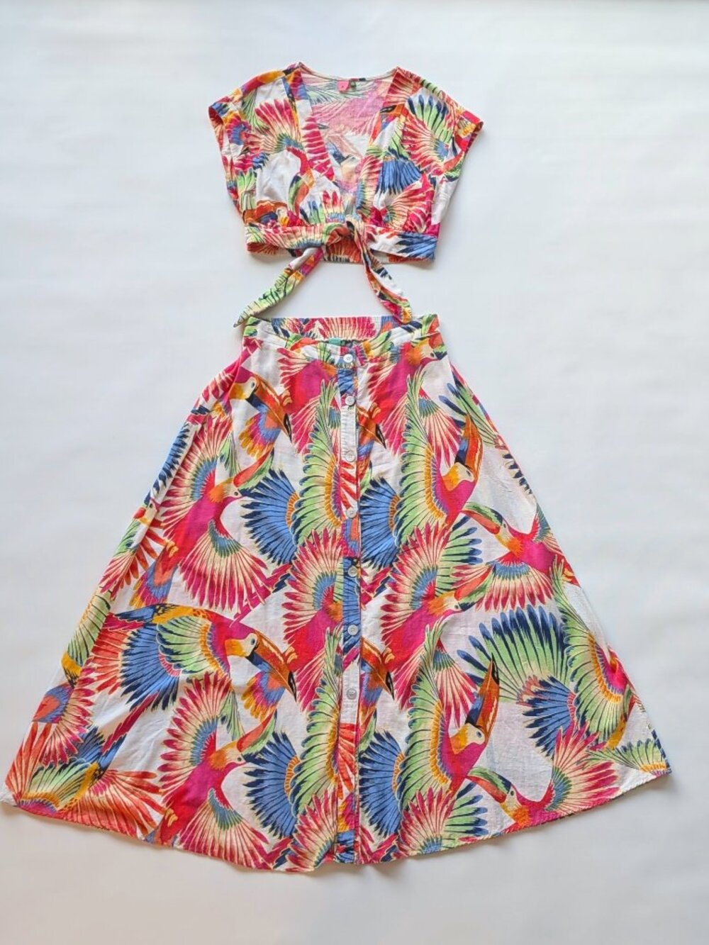 Farm Rio - Midi Skirt and Crop Top - Two-Piece Set - Picture 8 of 12